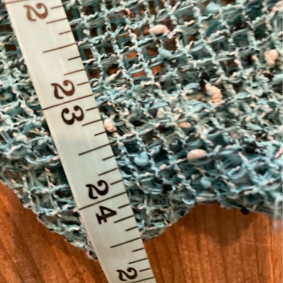 Kaktus Turqouise Open Weave Boxy Asymmetrical cardigan artsy lagenlook M - Picture 8 of 8